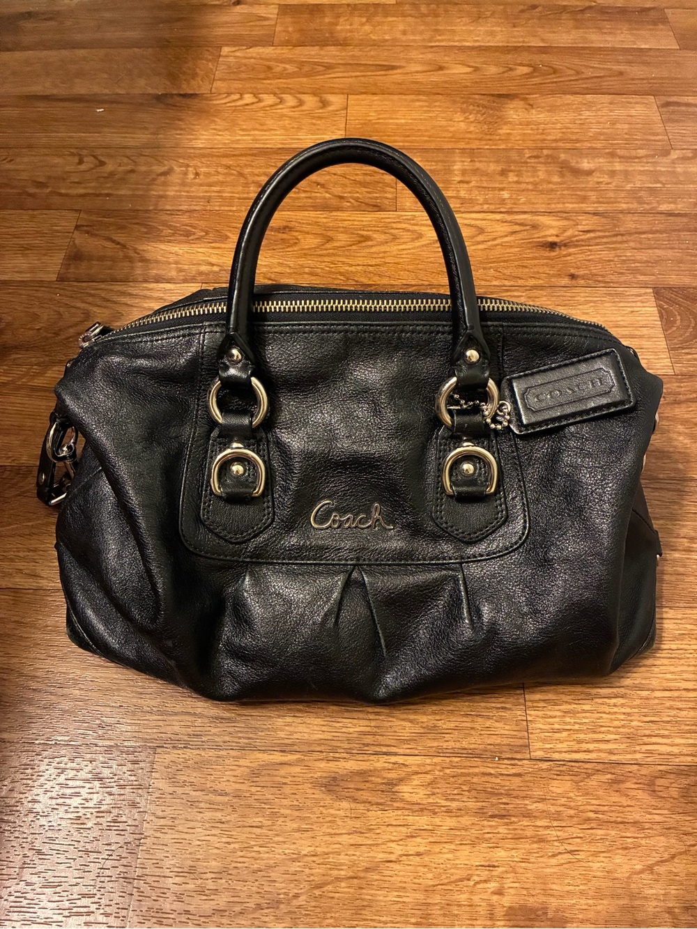 Coach Ashley Black Leather Convertible Satchel Bag